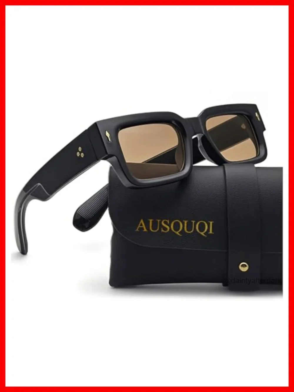 Thick Frame Square Sunglasses Chunky Rectangle Rivet Design UV400 Protection